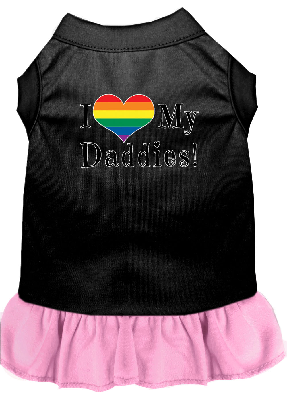 I Heart my Daddies Screen Print Dog Dress Black with Light Pink XXL